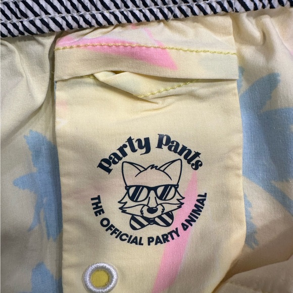 Party Pants Swim Shorts trunks men’s medium yellow 6” inseam palm tree - Picture 5 of 5